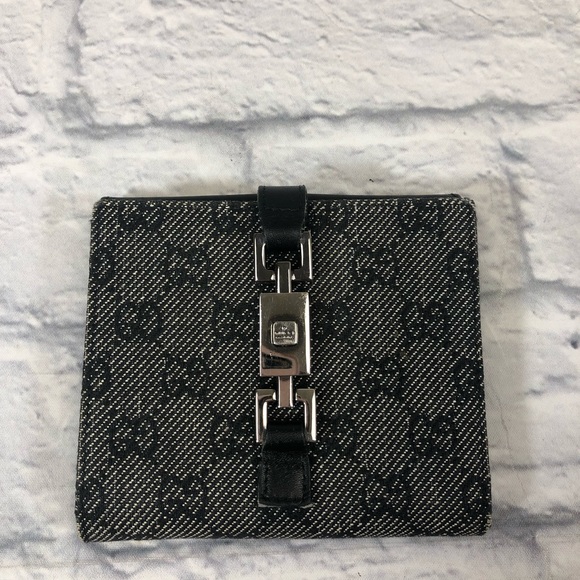 Gucci Authentic Vintage canvas & leather wallet Jackie O Monogram logo clutch - Picture 2 of 16